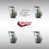 Service Caster 4 Inch SS Thermoplastic Rubber Caster Set with Ball Bearing and Swivel Lock SCC SCC-SS30S420-TPRBF-BSL-4